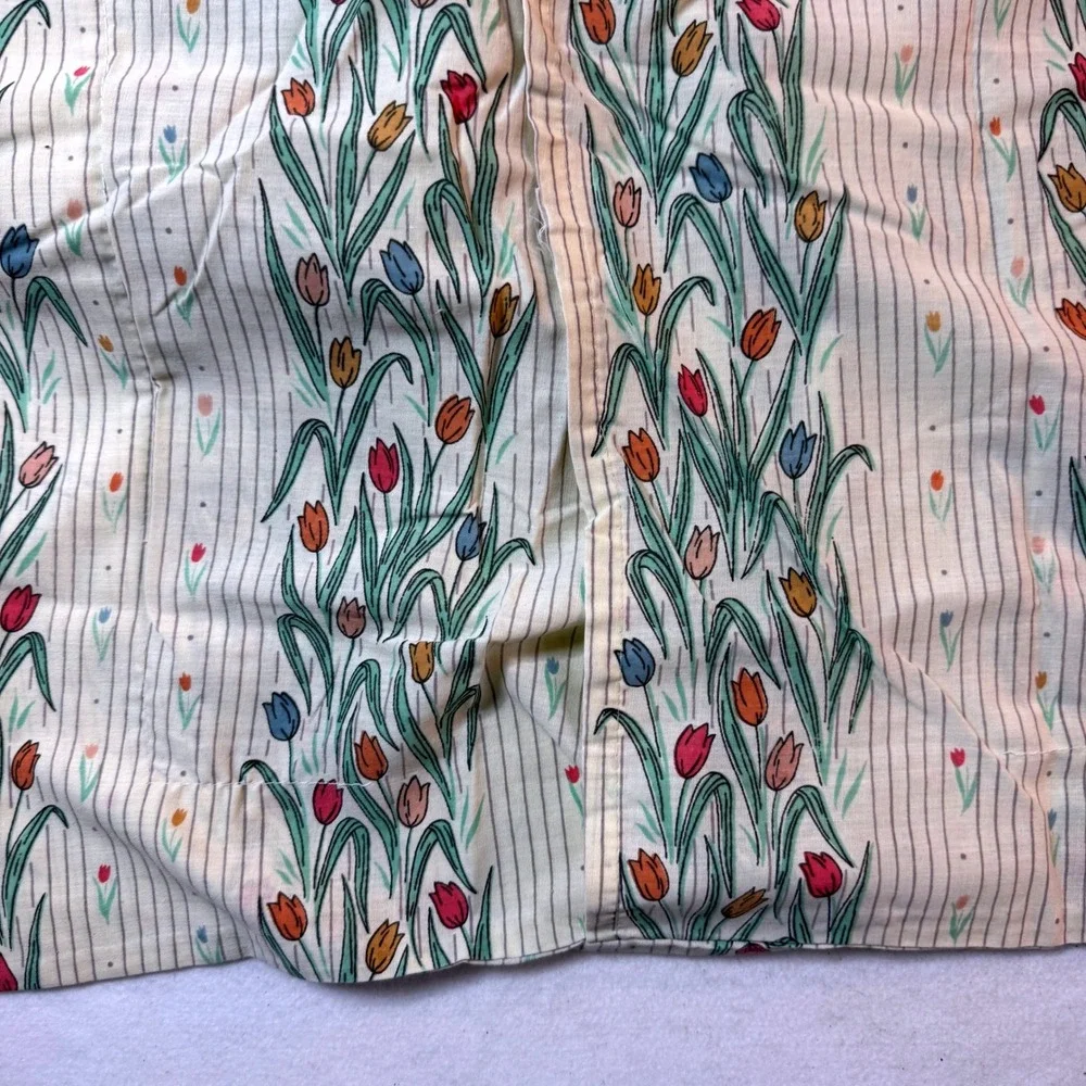 Vintage Mid Century Tulip Floral 3 Pc Pillowcase + Sham Set Cottagecore Grandma